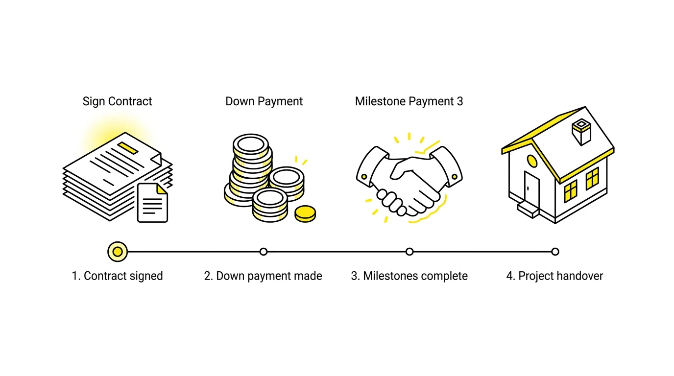 Payment milestones laid out along a project timeline